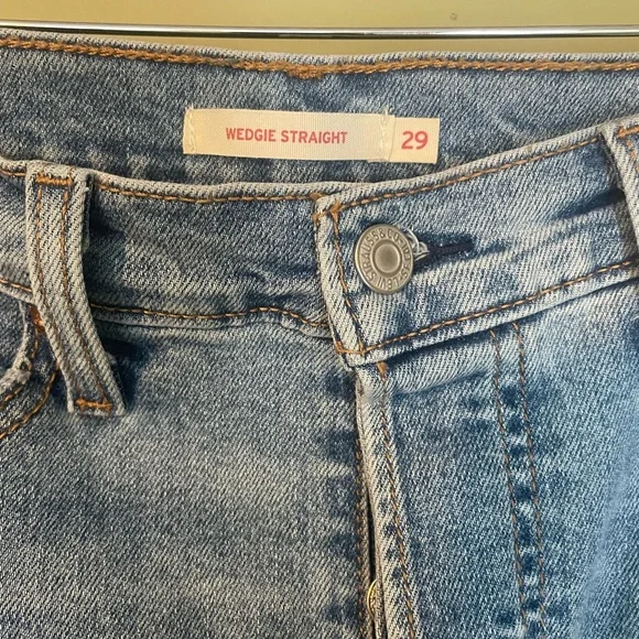 Levi's Light Blue Distressed Straight Jeans - Picture 2 of 5